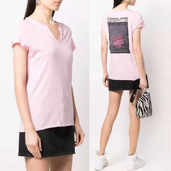 23 french zadig voltaire tee shirt digital print u neck button women pink cotton short sleeve t-shirtt shirt, White
23 french zadig voltaire tee shirt digital print u neck button women pink cotton short sleeve t-shirtt shirt, White