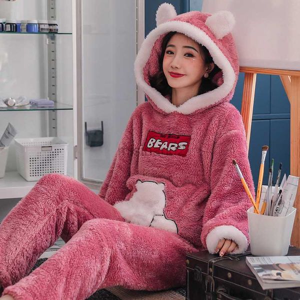women's sleep lounge pajama suit thickened winter flannel housewear women's warm pajama trousers 2-piece hooded pajamas casual sle
women's sleep lounge pajama suit thickened winter flannel housewear women's warm pajama trousers 2-piece hooded pajamas casual sle