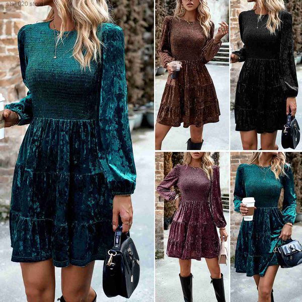 basic casual dresses women's velvet dress 2023 autumn/winter elegant round neck skirt t230727, Black;gray
basic casual dresses women's velvet dress 2023 autumn/winter elegant round neck skirt t230727, Black;gray