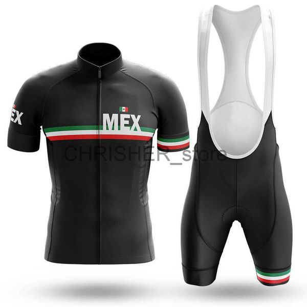 Image of Cycling Jersey Sets New Mexico Black Men&#039;s Summer Short Sleeves Cycling Jersey Set Road Bicycle MTB Racing Wear Bike Clothing Maillot Ciclismo x0727