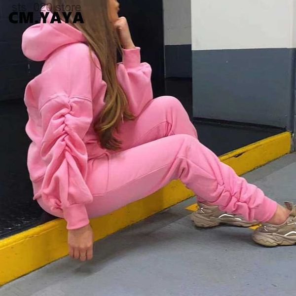 women's hoodies sweatshirts cm.yaya women ruched stacked two 2 piece set outfits elegant hoodies and jogger pants matching set autumn w, Black
women's hoodies sweatshirts cm.yaya women ruched stacked two 2 piece set outfits elegant hoodies and jogger pants matching set autumn w, Black