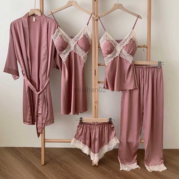 women's sleep lounge pink wedding robe pajamas nightgown five piece set spring summer silk rayon bathrobe sleepwear women casual home c
women's sleep lounge pink wedding robe pajamas nightgown five piece set spring summer silk rayon bathrobe sleepwear women casual home c