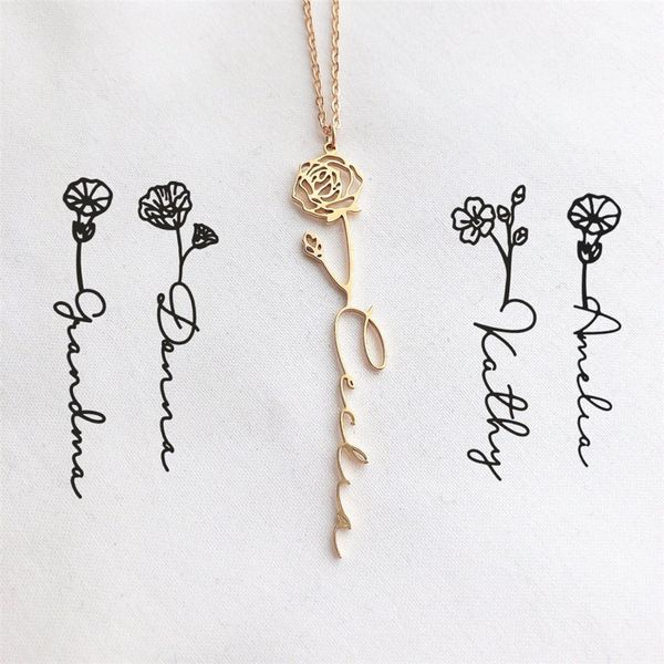 pendant necklaces vishowco custom name necklace stainless steel gold choker personalized birth month flower lover birthday gift 230727, Silver
pendant necklaces vishowco custom name necklace stainless steel gold choker personalized birth month flower lover birthday gift 230727, Silver