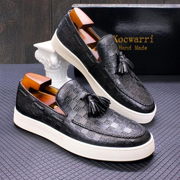 leather casual men's shoes comfortable flat handmade shoes pattern tassel non-slip shoes banquet party dress men's shoes zapatos h, Black
leather casual men's shoes comfortable flat handmade shoes pattern tassel non-slip shoes banquet party dress men's shoes zapatos h, Black