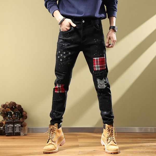 designer jeans mens denim embroidery pants fashion holes trouser us size 28-40 hip hop distressed zipper trousers for male sell #04, Blue
designer jeans mens denim embroidery pants fashion holes trouser us size 28-40 hip hop distressed zipper trousers for male sell #04, Blue