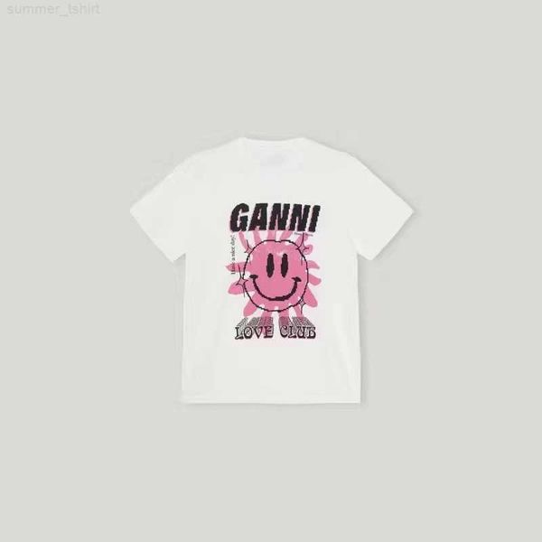 23 ganni women designer t shirt beach tees versatile smiling face print round neck casual loose pullover short sleeve t-shirt clothing r51m, White
23 ganni women designer t shirt beach tees versatile smiling face print round neck casual loose pullover short sleeve t-shirt clothing r51m, White