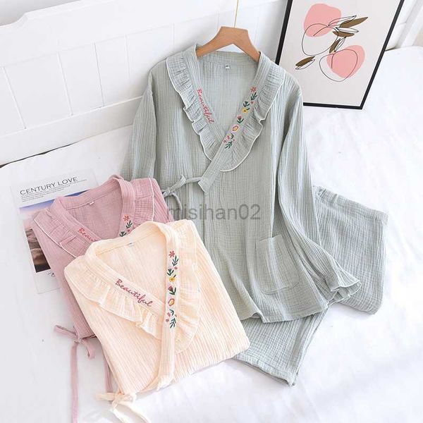 women's sleep lounge new style japanese kimono two-piece spring and autumn women's cotton crepe pajamas home service suit for preg
women's sleep lounge new style japanese kimono two-piece spring and autumn women's cotton crepe pajamas home service suit for preg