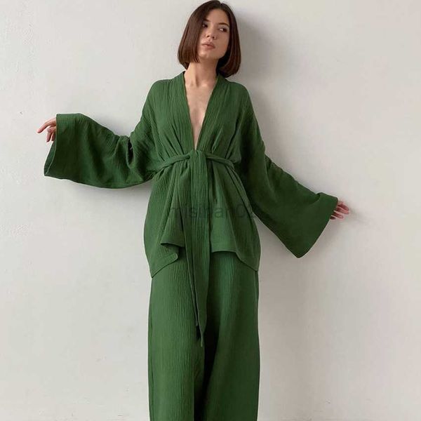 women's sleep lounge cotton women's nightgown robe pajama sets flare solid trouser suits drop sleeves set woman 2 pieces bathrobe
women's sleep lounge cotton women's nightgown robe pajama sets flare solid trouser suits drop sleeves set woman 2 pieces bathrobe