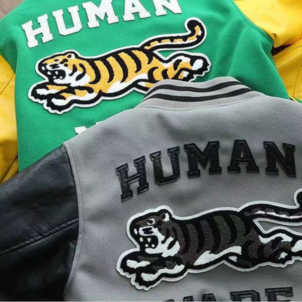 men's jackets 3d towel embroidery human made tiger men women 1 leather sleeve thicken keep warm oversized 230726, Black;brown
men's jackets 3d towel embroidery human made tiger men women 1 leather sleeve thicken keep warm oversized 230726, Black;brown