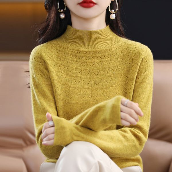 women's sweaters seamless cashmere readymade garment 100 pure wool clothing autumn and winter casual knitting half high collar 230727, White;black
women's sweaters seamless cashmere readymade garment 100 pure wool clothing autumn and winter casual knitting half high collar 230727, White;black