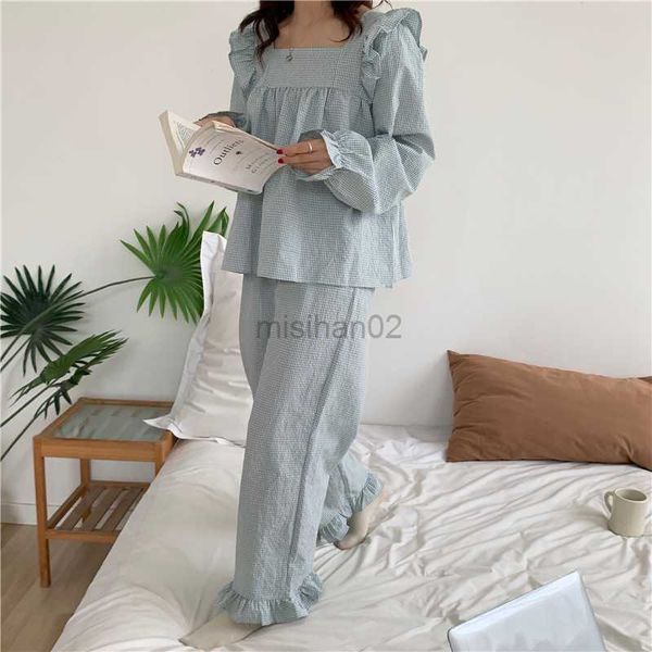 women's sleep lounge pajama set plaid homewear two piece set women sleepwear long sleeve pants pyjama loose korean ladies home suit ru
women's sleep lounge pajama set plaid homewear two piece set women sleepwear long sleeve pants pyjama loose korean ladies home suit ru