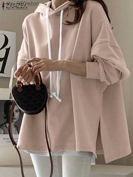 women's 2023 zanzea women winter long sleeve split hem loose pullover casual hooded solid outwear fashion streetwear hoodies sweatshirt, Black
women's 2023 zanzea women winter long sleeve split hem loose pullover casual hooded solid outwear fashion streetwear hoodies sweatshirt, Black