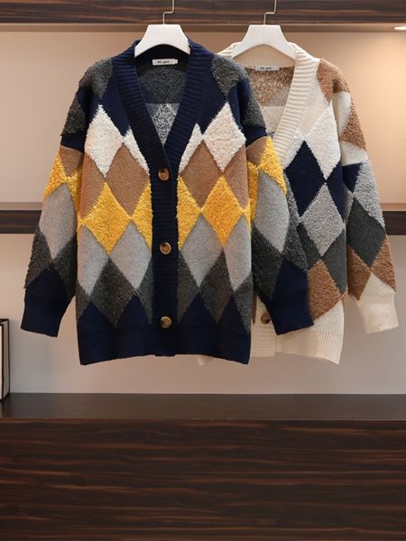 women's knits tee's sweater cardigan long sleeve singlebreasted knit cardigans loose argyle thick vneck female oversize sweaters j, White
women's knits tee's sweater cardigan long sleeve singlebreasted knit cardigans loose argyle thick vneck female oversize sweaters j, White