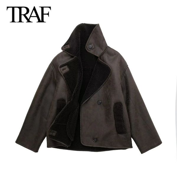 women's jackets traf women fashion winter faux fur fleece jacket longsleeved lapel chic female singlebreasted warm short coats mujer 23, Black;brown
women's jackets traf women fashion winter faux fur fleece jacket longsleeved lapel chic female singlebreasted warm short coats mujer 23, Black;brown