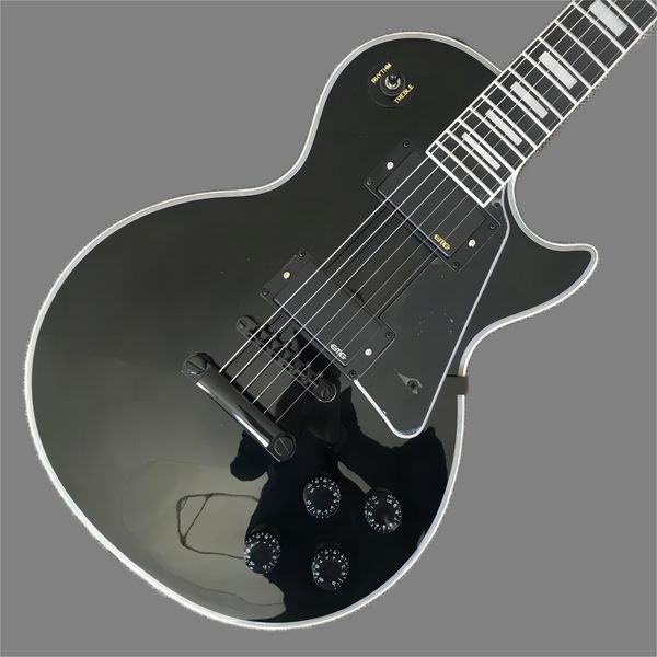 black lp electric guitar, ebony fingerboard, black hardware, frets binding, solid mahogany body electric guitar
black lp electric guitar, ebony fingerboard, black hardware, frets binding, solid mahogany body electric guitar