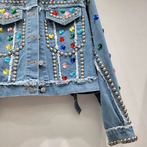 womens jackets europe station autumn heavy industry design sense rivet nail beads slim versatile short jean jacket 230726, Black;brown
womens jackets europe station autumn heavy industry design sense rivet nail beads slim versatile short jean jacket 230726, Black;brown