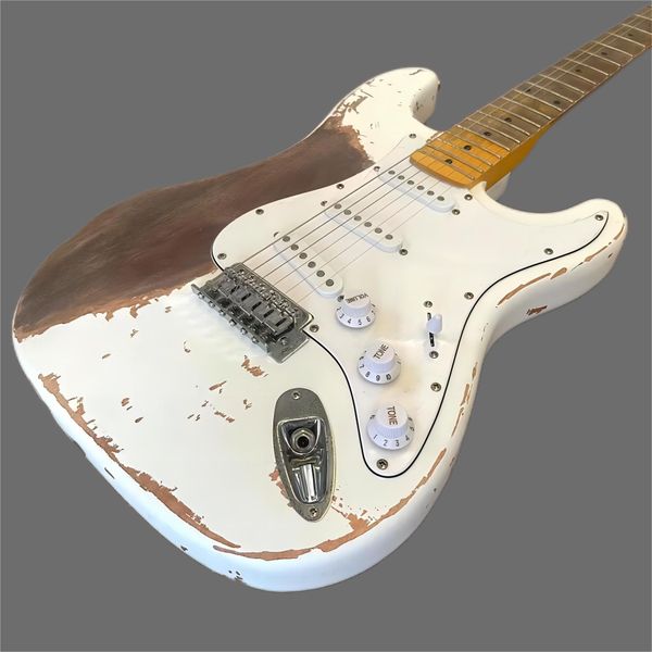 custom shop, white handmade old relic st electric guitar, silver hardware, maple fingerboard, ing
custom shop, white handmade old relic st electric guitar, silver hardware, maple fingerboard, ing