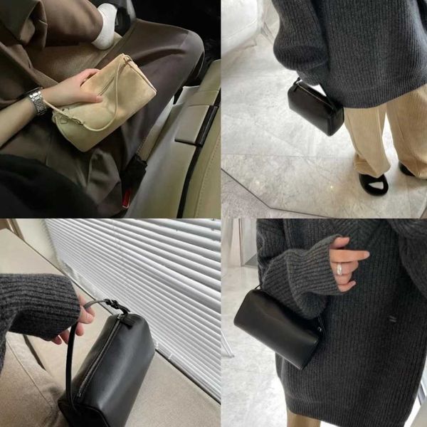 the row cowhide penholder bag reversed suede underarm bag 90s mini square bag leather handbag penholder bag