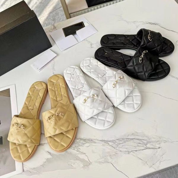 designer womens sandals luxury slippers summer ringer chain black white apricot color leather sandals outdoor beach seaside home flat women
designer womens sandals luxury slippers summer ringer chain black white apricot color leather sandals outdoor beach seaside home flat women