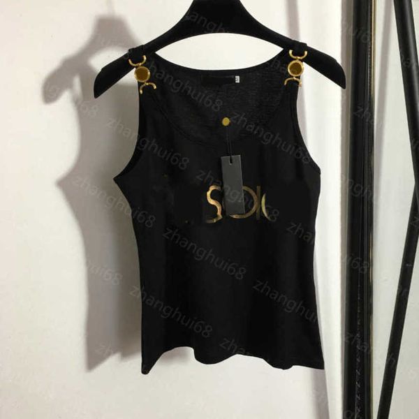 23ss womens designer clothing womens tanks medusa hardware button gold letter-printed camisole womens clothes a1, White
23ss womens designer clothing womens tanks medusa hardware button gold letter-printed camisole womens clothes a1, White