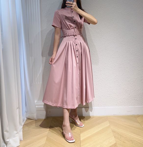 european fashion brand pink black stand collar short sleeved shirt dress, Black;gray
european fashion brand pink black stand collar short sleeved shirt dress, Black;gray