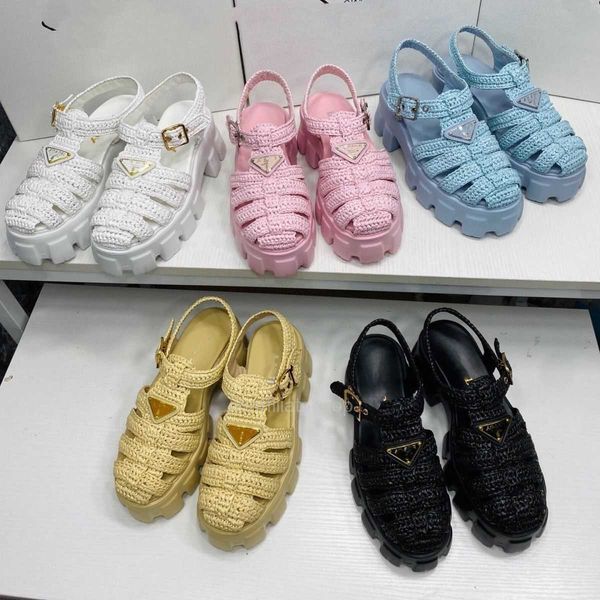 designer shoes women sneakers 2023 summer prados new triangle cake thick sole grass woven roman sandals baotou pig cage women's shoes o, Black
designer shoes women sneakers 2023 summer prados new triangle cake thick sole grass woven roman sandals baotou pig cage women's shoes o, Black