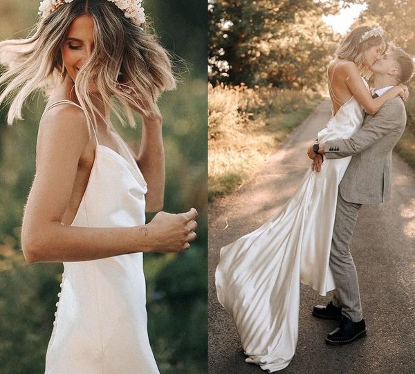 elegant boho beach wedding dress 2023 spaghetti straps open back plain acetate satin bridal party gowns vestido de noiva, White
elegant boho beach wedding dress 2023 spaghetti straps open back plain acetate satin bridal party gowns vestido de noiva, White