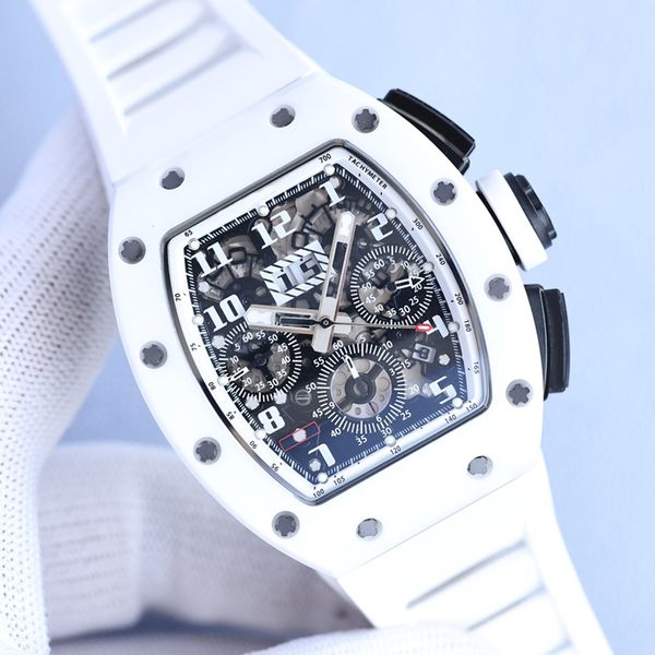 11 styles mens luxury watch white case automatic mechanical eta watches rubber strap sapphire glass chronograph function wristwatches, Slivery;brown
11 styles mens luxury watch white case automatic mechanical eta watches rubber strap sapphire glass chronograph function wristwatches, Slivery;brown