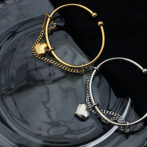 women cuff personalized love pendant bracelet female tassel chain open soft titanium steel bracelet as wedding christmas gift hipl977, White
women cuff personalized love pendant bracelet female tassel chain open soft titanium steel bracelet as wedding christmas gift hipl977, White