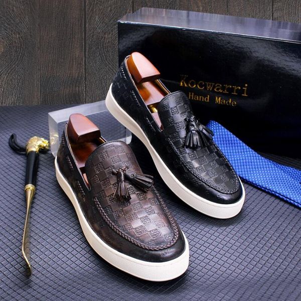 men's shoes comfortable flat handmade shoes pattern tassel non-slip shoes banquet party dress men's shoes a27, Black
men's shoes comfortable flat handmade shoes pattern tassel non-slip shoes banquet party dress men's shoes a27, Black