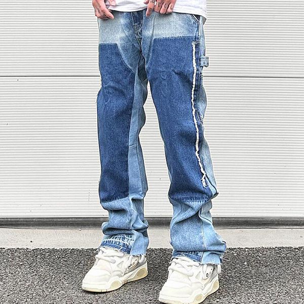 men's jeans high street patchwork ripped black jeans pants for men straight retro casual sashes pockets denim trousers oversized loose, Blue
men's jeans high street patchwork ripped black jeans pants for men straight retro casual sashes pockets denim trousers oversized loose, Blue