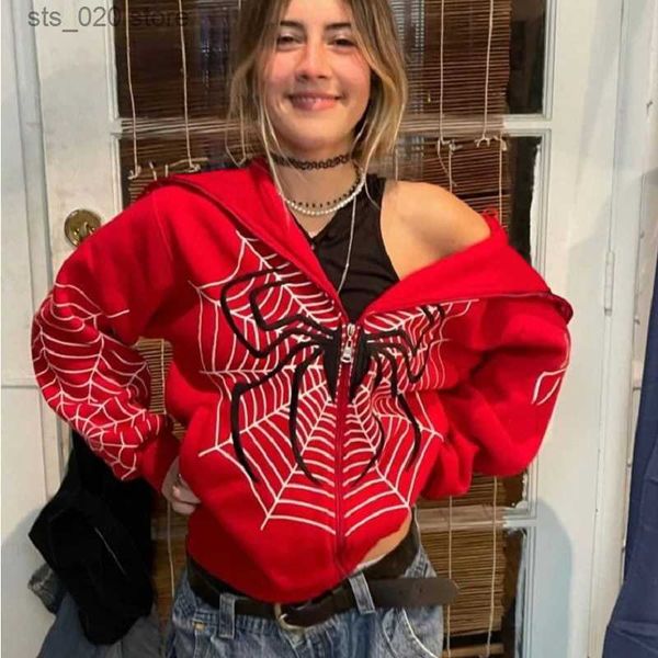 women's hoodies sweatshirts spider web print hoodies women harajuku long sleeve hooded sweatshirts grunge punk oversized red zip up jac, Black
women's hoodies sweatshirts spider web print hoodies women harajuku long sleeve hooded sweatshirts grunge punk oversized red zip up jac, Black