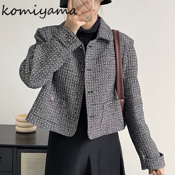 women's jackets komiyama contrast plaid woman lapel long sleeve jaquetas single breasted chaqueta mujer autumn small fragrance coats 23, Black;brown
women's jackets komiyama contrast plaid woman lapel long sleeve jaquetas single breasted chaqueta mujer autumn small fragrance coats 23, Black;brown