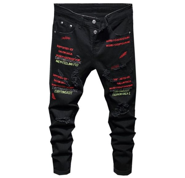 european and american style black nail holes men039s jeans slim stretch letter embroidery denim for male pants pantalons po4068215, Blue
european and american style black nail holes men039s jeans slim stretch letter embroidery denim for male pants pantalons po4068215, Blue