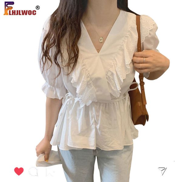 womens blouses shirts white lace ruffled chic summer puff sleeve laceup korean japan style preppy girls peplum blouse flhjlwoc blusas 23072
womens blouses shirts white lace ruffled chic summer puff sleeve laceup korean japan style preppy girls peplum blouse flhjlwoc blusas 23072