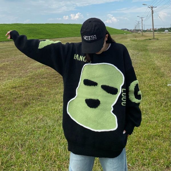 women's sweaters personality ghost face advanced sense women autumn and winter sweater lovers loose pullover round neck 230727, White;black
women's sweaters personality ghost face advanced sense women autumn and winter sweater lovers loose pullover round neck 230727, White;black