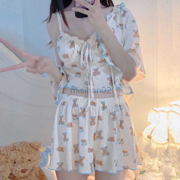 women's sleep lounge qweek 3 pieces suits with shorts loungewear summer kawaii pajamas sweet women bear printed cardigan home clothes h
women's sleep lounge qweek 3 pieces suits with shorts loungewear summer kawaii pajamas sweet women bear printed cardigan home clothes h