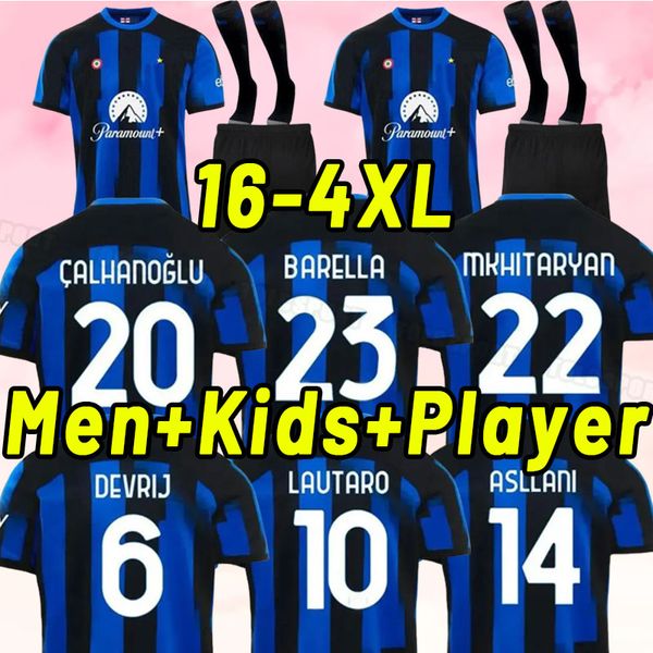 fans player version inter lukaku soccer jerseys 23 24 barella vidal lautaro eriksen alexis dzeko correa uniforms football shirts 2023 2024 m, Black;yellow