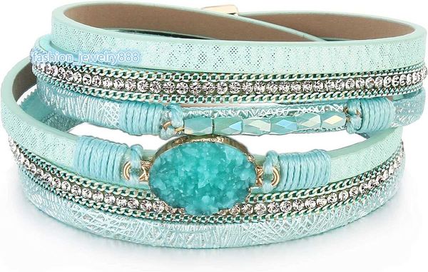 chain fancy shiny leather wrap bracelet boho cuff bracelets crystal bead bracelet with magnetic clasp jewelry gifts for women teen girls, Black
chain fancy shiny leather wrap bracelet boho cuff bracelets crystal bead bracelet with magnetic clasp jewelry gifts for women teen girls, Black
