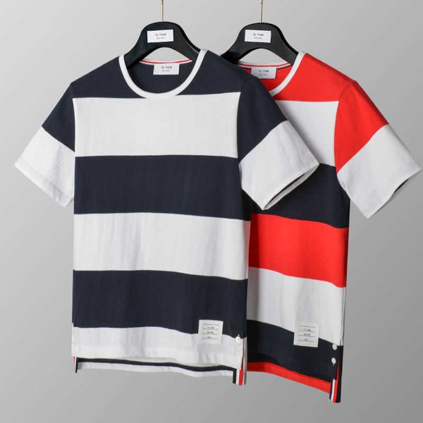red white and blue striped round neck short sleeved men's t-shirt trendy bonzero youth trend casual summer half, Black;brown
red white and blue striped round neck short sleeved men's t-shirt trendy bonzero youth trend casual summer half, Black;brown