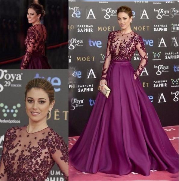 women purple long sleeve prom dresses formal party gowns sheer jewel neck illusion satin a line 3d flowers pearls celebrity with p8077557, Black
women purple long sleeve prom dresses formal party gowns sheer jewel neck illusion satin a line 3d flowers pearls celebrity with p8077557, Black