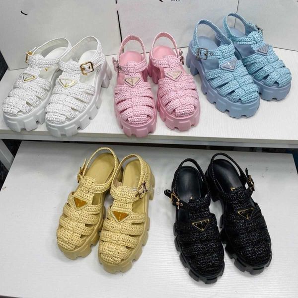 designer shoes women sneakers 2023 summer prados new triangle cake thick sole grass woven roman sandals baotou pig cage women's shoes o, Black
designer shoes women sneakers 2023 summer prados new triangle cake thick sole grass woven roman sandals baotou pig cage women's shoes o, Black