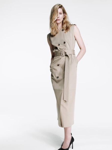 basic casual dresses rr2453 trench coat gabardine dresses womens o neck sleeveless midi dress female double-breasted button fastening long d, Black;gray 
basic casual dresses rr2453 trench coat gabardine dresses womens o neck sleeveless midi dress female double-breasted button fastening long d, Black;gray