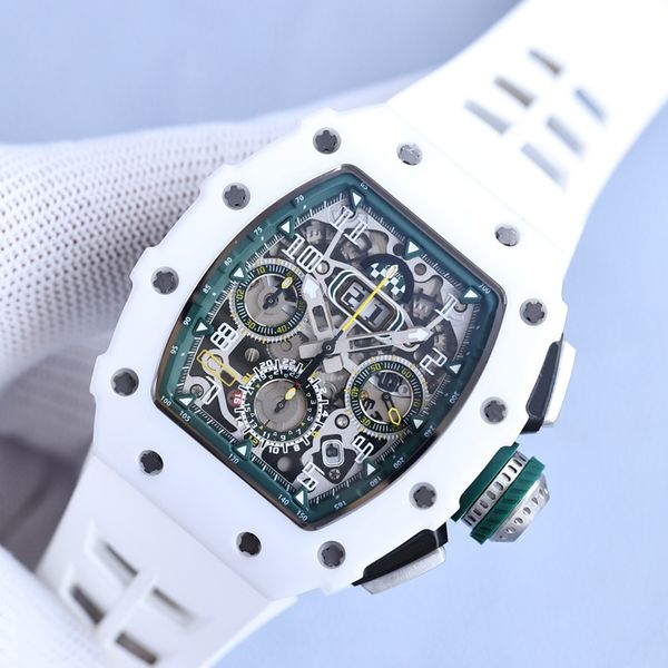 11 styles mens luxury watch white ceramic case automatic mechanical eta watches rubber strap sapphire glass chronograph function wristwatche, Slivery;brown
11 styles mens luxury watch white ceramic case automatic mechanical eta watches rubber strap sapphire glass chronograph function wristwatche, Slivery;brown