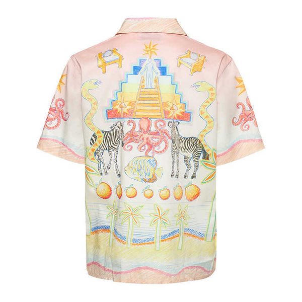 casablanca 23ss button up shirt hand-painted zebra zoo printed hawaiian loose casual men's and women's shorts sleeve shirts, White;black
casablanca 23ss button up shirt hand-painted zebra zoo printed hawaiian loose casual men's and women's shorts sleeve shirts, White;black