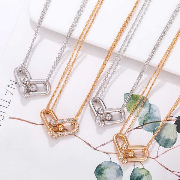 high version tiffay u-shaped pendant necklace double ring horseshoe buckle layer small chain women, Golden;silver
high version tiffay u-shaped pendant necklace double ring horseshoe buckle layer small chain women, Golden;silver
