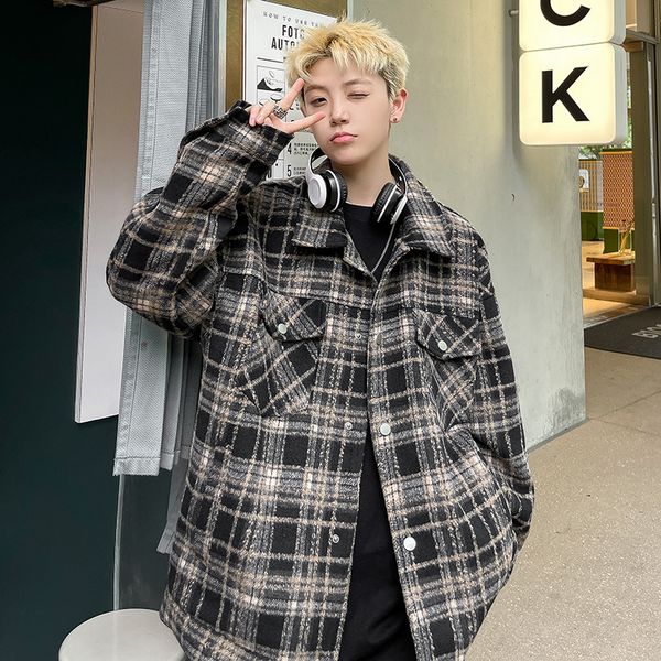men's jackets autumn korean plaid jacket men loose fashion women's long sleeved shirt woolen hip hop male couple coat 2023 s 23072, Black;brown
men's jackets autumn korean plaid jacket men loose fashion women's long sleeved shirt woolen hip hop male couple coat 2023 s 23072, Black;brown