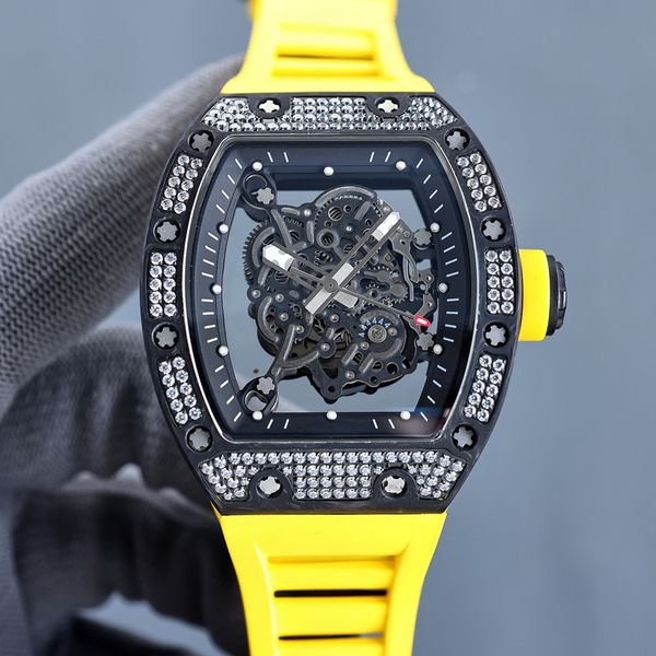 mens diamonds skeleton luxury watch silver richa milles automatic mechanical eta watch orange rubber strap sapphire glass hollow out wristwa, Slivery;brown
mens diamonds skeleton luxury watch silver richa milles automatic mechanical eta watch orange rubber strap sapphire glass hollow out wristwa, Slivery;brown