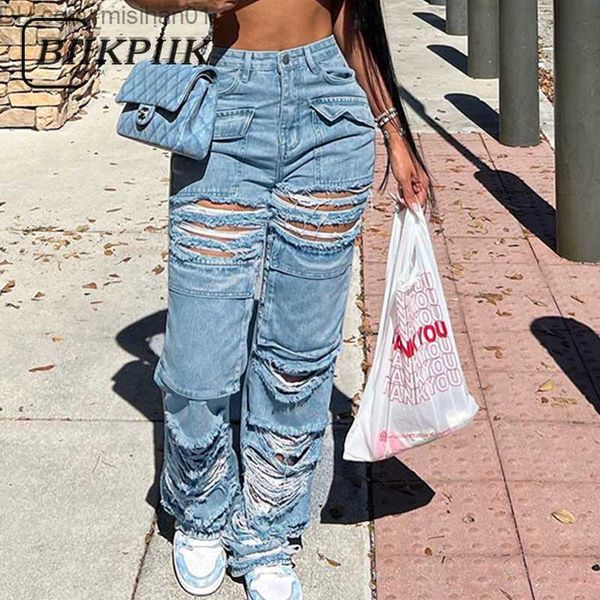women's jeans bikpik hollow fashion jeans zipper button casual basic denim pants high waist pocket servant street wear z230728, Blue
women's jeans bikpik hollow fashion jeans zipper button casual basic denim pants high waist pocket servant street wear z230728, Blue