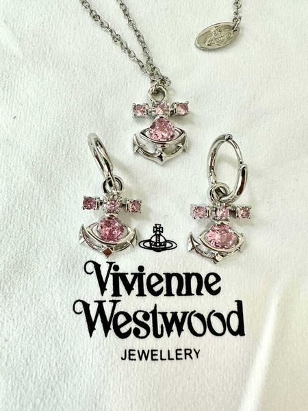 2023 empress dowager vivian new boat anchor pink diamond necklace popular fashion versatile earrings women's jewelry, Black
2023 empress dowager vivian new boat anchor pink diamond necklace popular fashion versatile earrings women's jewelry, Black